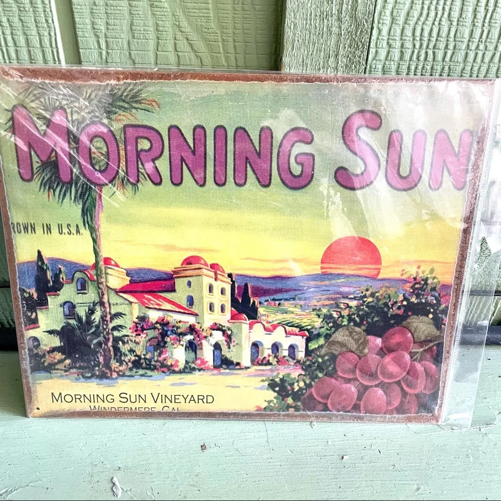 NEW Morning Sun Vineyard Metal Sign